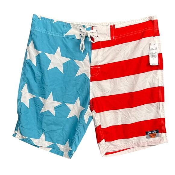 Ambsn Pac Sun Men's Patriotic Board Shorts Unlined Stars and Stripes Size 33 NWT - Picture 2 of 8
